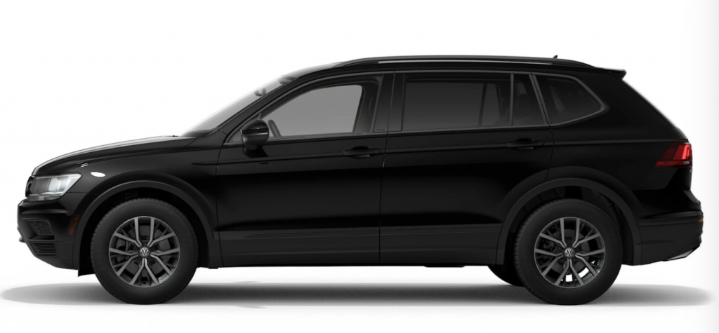 The 2021 Volkswagen Tiguan in Deep Black Pearl.