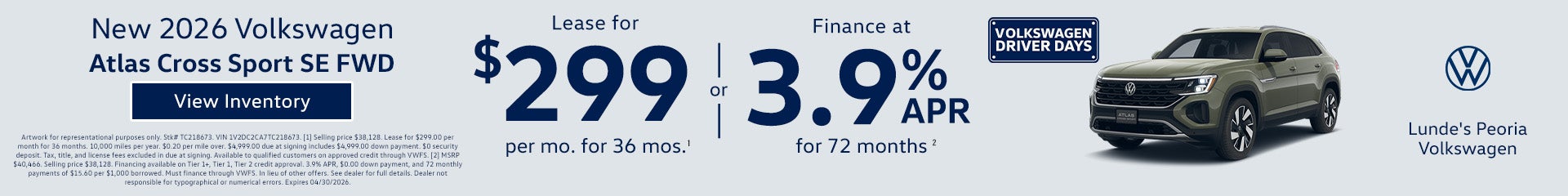 VW Atlas Cross Lease and Finance Incentive