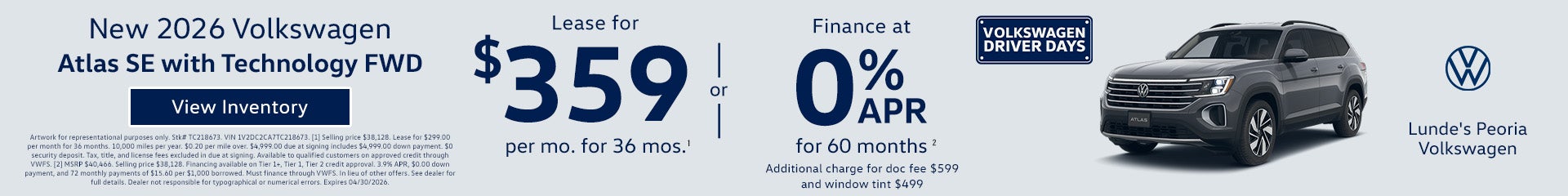 VW Atlas Lease and Finance Incentive
