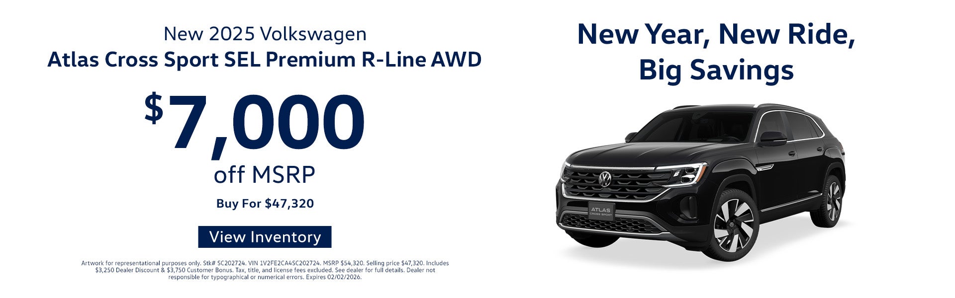 Volkswagen Atlas Cross Sport incentive