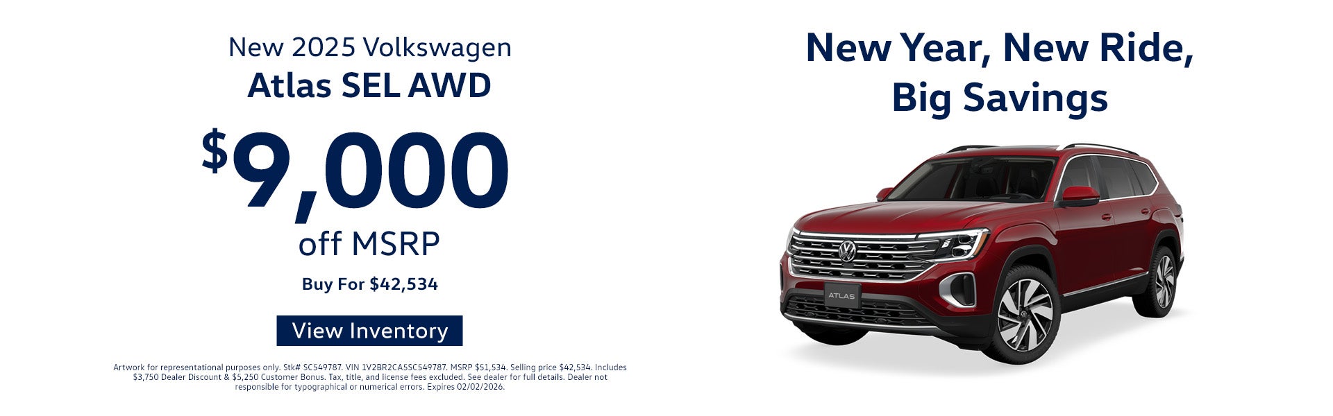 Volkswagen Atlas incentive